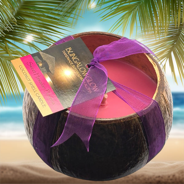 coconut palm candle Sweet Hawaiian Plumeria Coconut Shell Soy Candle