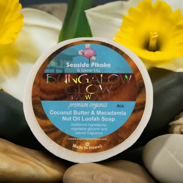 Seaside Pikake + Water Lily Premium Organics Coconut Butter Loofah Soap