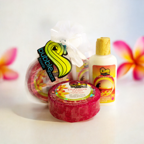 Plumeria Sunset Mini Lotion and Loofah Soap Gift Set