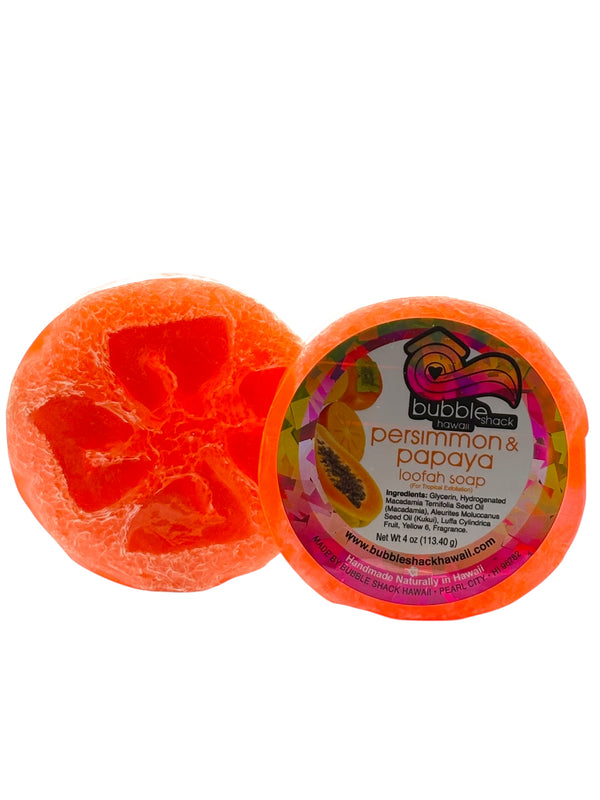 MADE IN HAWAII.Persimmon and Papaya Loofah Soap