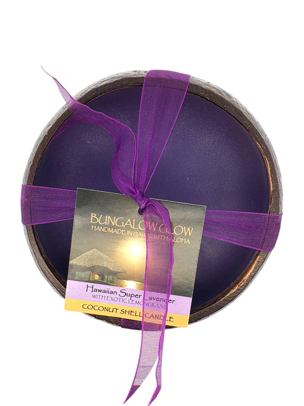 Hawaiian Super Lavender Coconut Shell Soy Candle,12oz