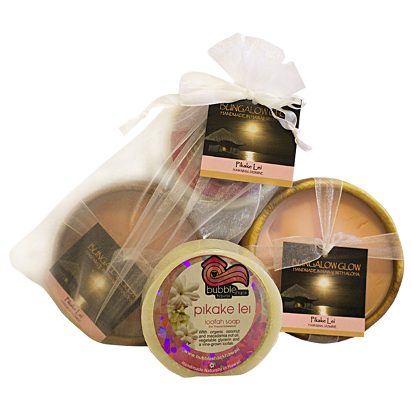 Pikake Lei Loofah Lather/Soy Poi Candle Gift Set