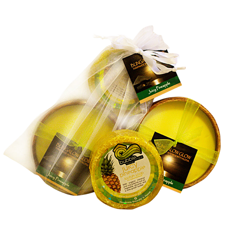 Juicy Pineapple Loofah Lather/Soy Poi Candle Gift Set