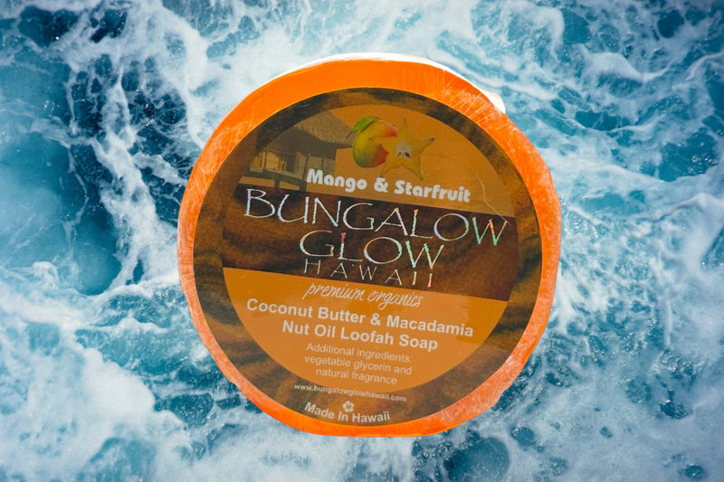 MADE IN HAWAII.Mango & Starfruit Premium Organics Coconut Butter Loofah Soap