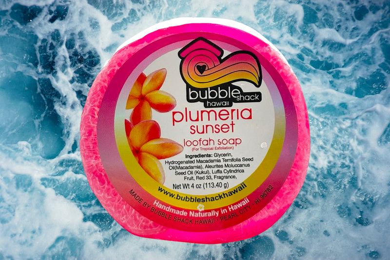 MADE IN HAWAII.Plumeria Sunset Loofah Soap