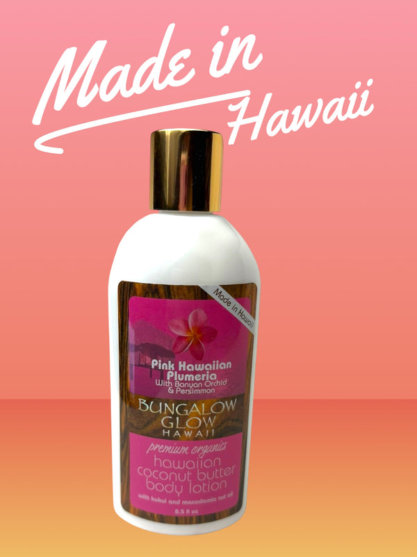 MADE IN HAWAII, Pink Hawaiian Plumeria Coconut Butter Body Lotion 8.5oz.