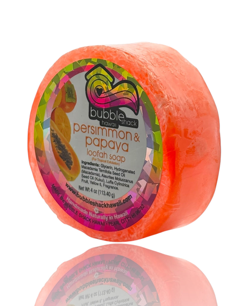 MADE IN HAWAII.Persimmon and Papaya Loofah Soap