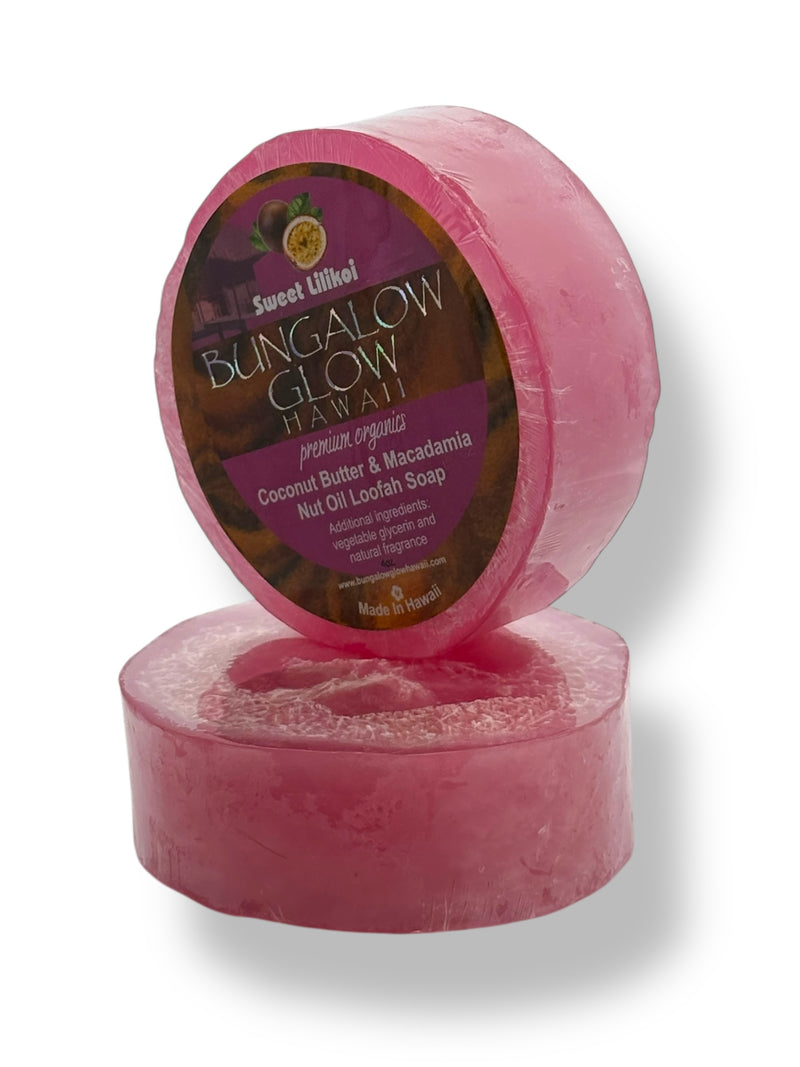 MADE IN HAWAII, Sweet Lilikoi Premium Organics Coconut Butter Loofah Soap.