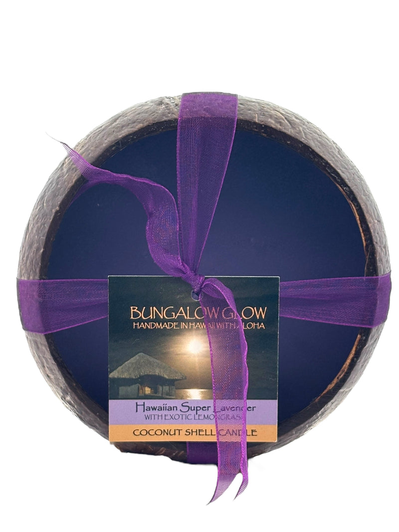 Hawaiian Super Lavender Coconut Shell Soy Candle,12oz