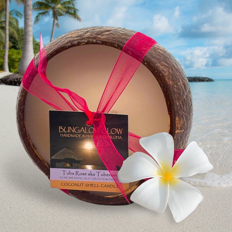 Tuba Rose aka: Tuberose Coconut Shell Soy Candle