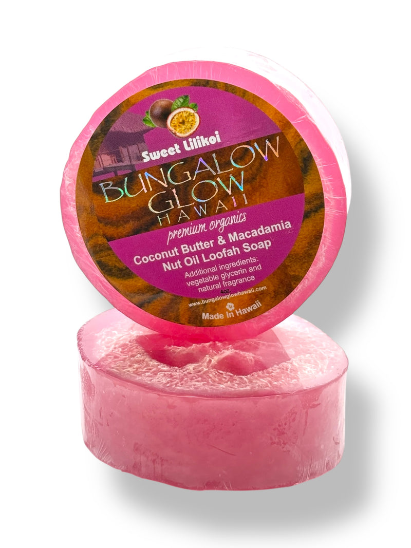 MADE IN HAWAII, Sweet Lilikoi Premium Organics Coconut Butter Loofah Soap.
