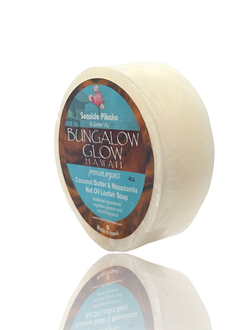 MADE IN HAWAII.Seaside Pikake + Water Lily Premium Organics Coconut Butter Loofah Soap