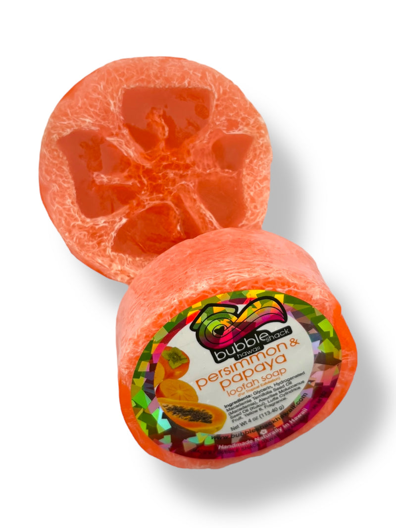 MADE IN HAWAII.Persimmon and Papaya Loofah Soap