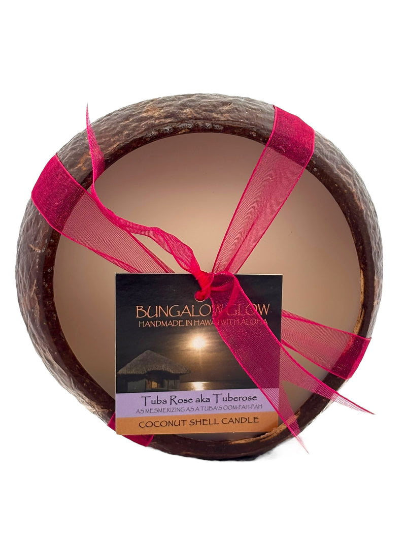 Tuba Rose aka: Tuberose Coconut Shell Soy Candle