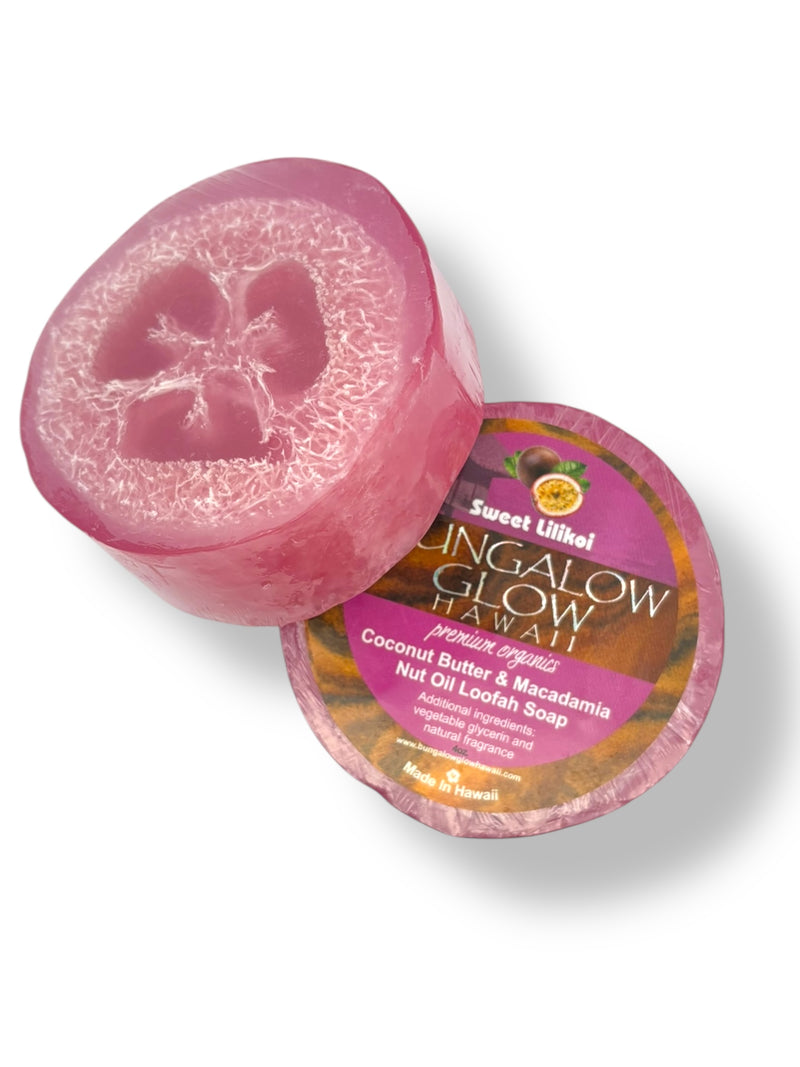 MADE IN HAWAII, Sweet Lilikoi Premium Organics Coconut Butter Loofah Soap.