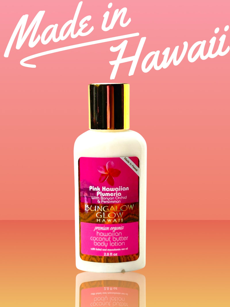 MADE IN HAWAII, Pink Hawaiian Plumeria Coconut Butter Body Lotion 2oz.