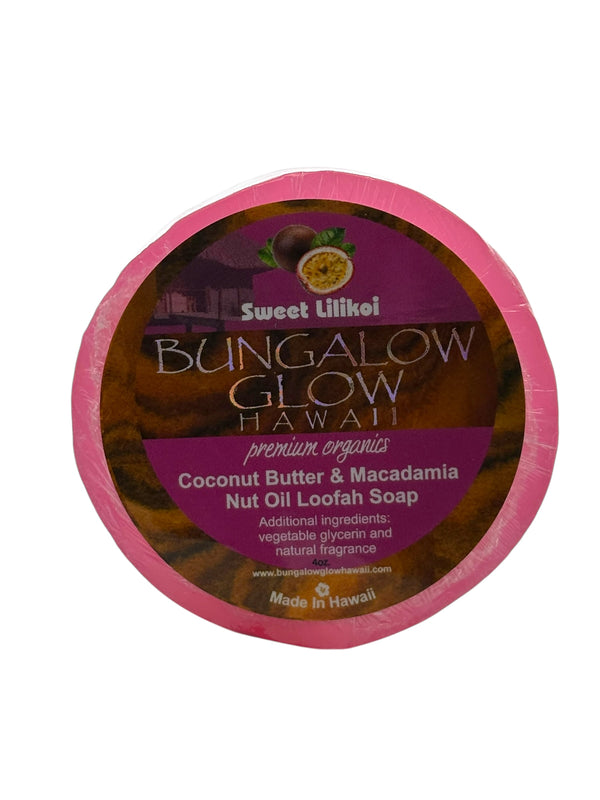 MADE IN HAWAII, Sweet Lilikoi Premium Organics Coconut Butter Loofah Soap.
