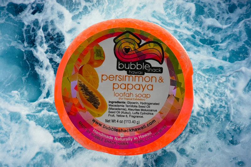 MADE IN HAWAII.Persimmon and Papaya Loofah Soap