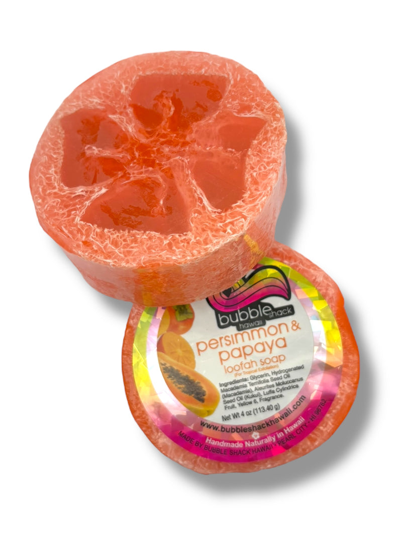 MADE IN HAWAII.Persimmon and Papaya Loofah Soap
