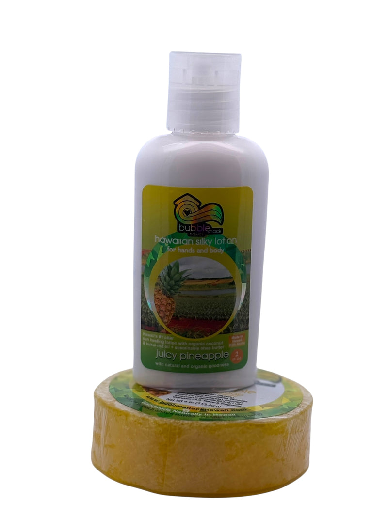 MADE IN HAWAII, Juicy Pineapple Mini Lotion and Loofah Soap Gift Set.