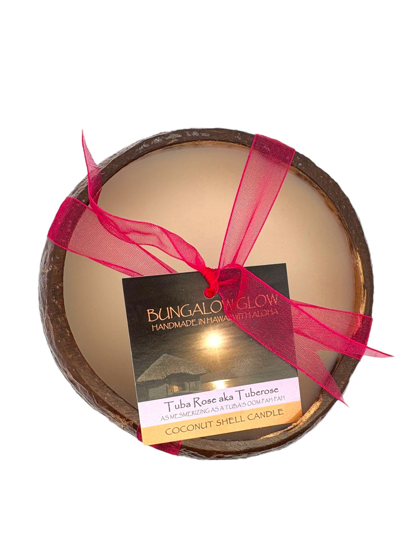 Tuba Rose aka: Tuberose Coconut Shell Soy Candle