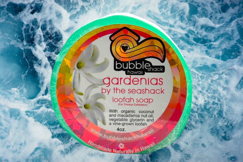 MADE IN HAWAII.Gardenias by the Seashack Loofah Soap