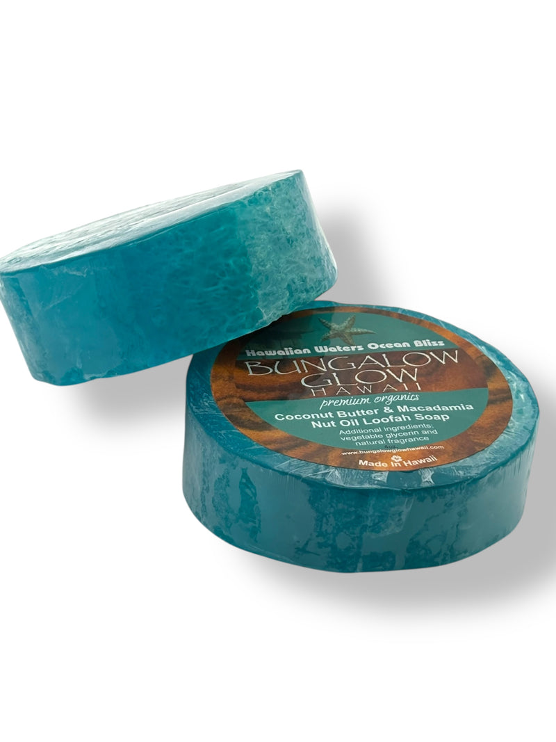 MADE IN HAWAII, Hawaiian Waters Ocean Bliss Premium Organics Coconut Butter Loofah Soap.
