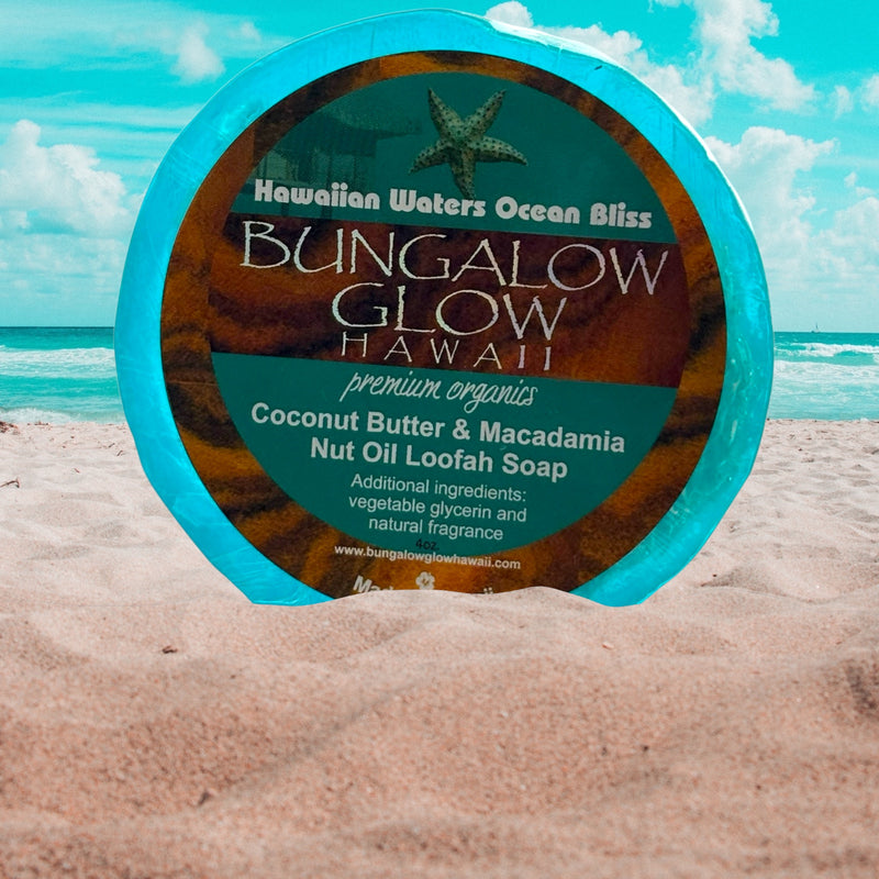 MADE IN HAWAII, Hawaiian Waters Ocean Bliss Premium Organics Coconut Butter Loofah Soap.