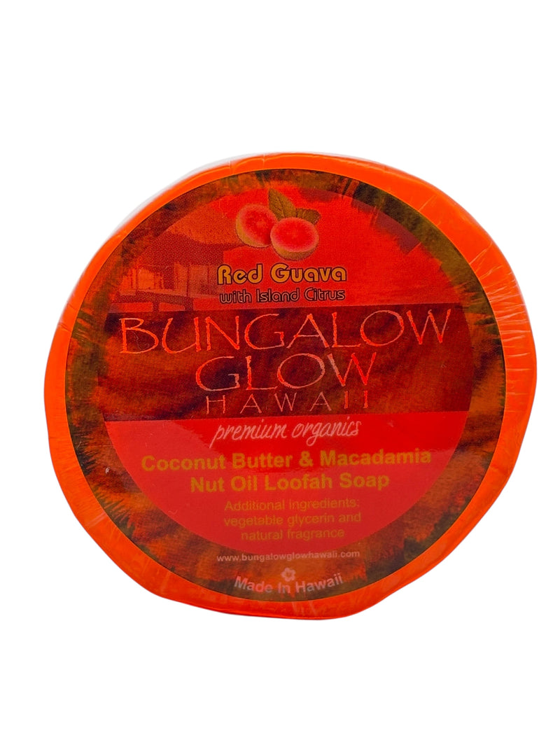 MADE IN HAWAII.Red Guava with Island Citrus Premium Organics Coconut Butter Sticker Loofah Soap