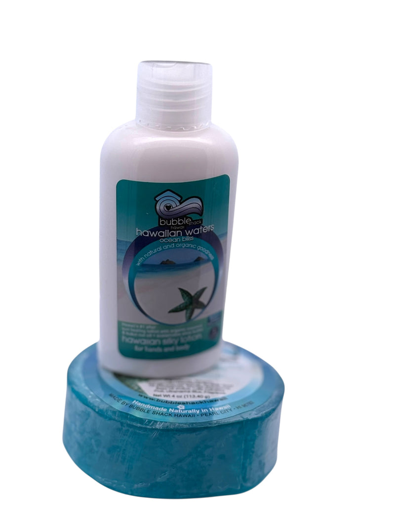 MADE IN HAWAII, Hawaiian Waters Ocean Bliss Mini Lotion and Loofah Soap Gift Set.