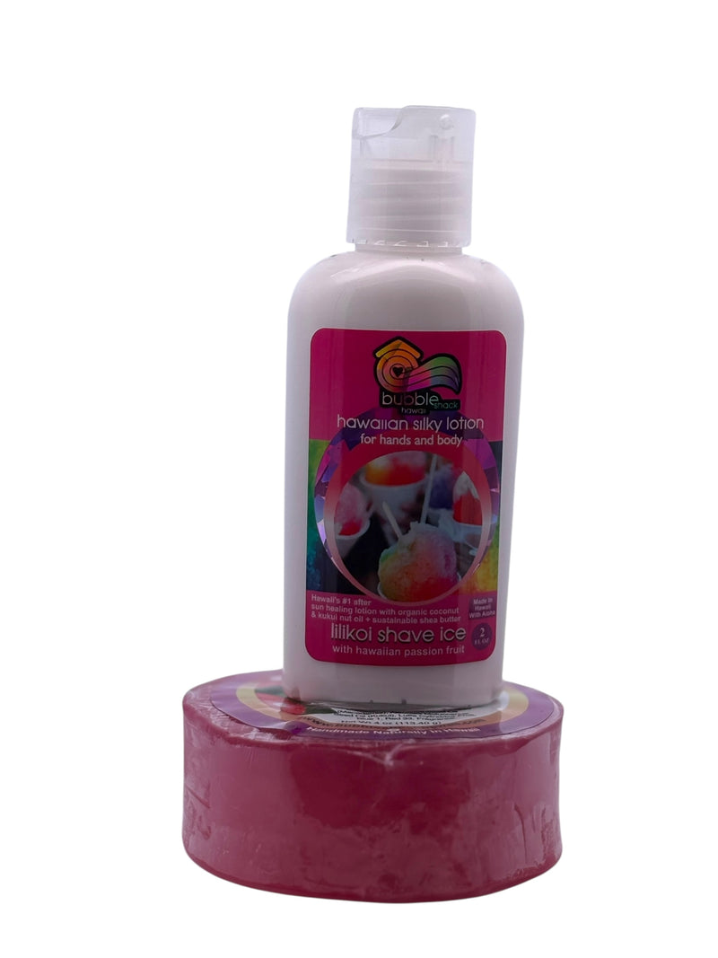 MADE IN HAWAII, Lilikoi Shave Ice Mini Lotion and Loofah Soap Gift Set.