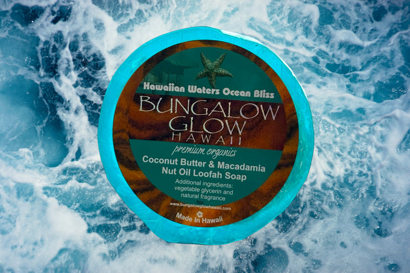MADE IN HAWAII, Hawaiian Waters Ocean Bliss Premium Organics Coconut Butter Loofah Soap.