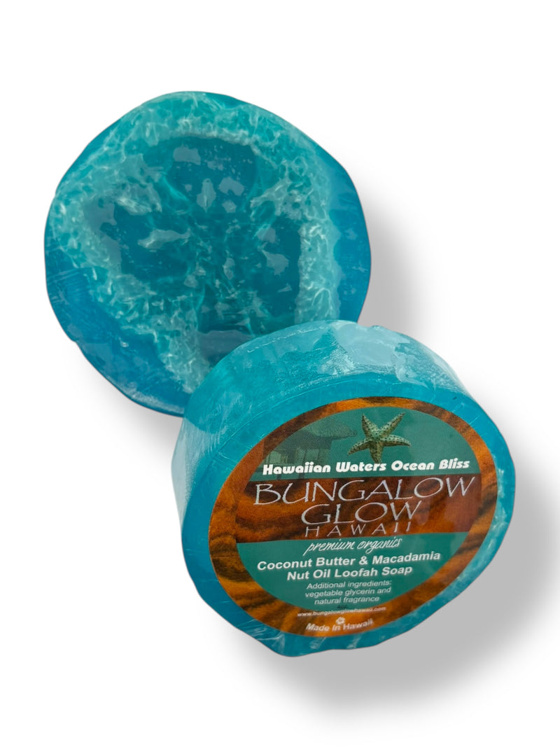 MADE IN HAWAII, Hawaiian Waters Ocean Bliss Premium Organics Coconut Butter Loofah Soap.