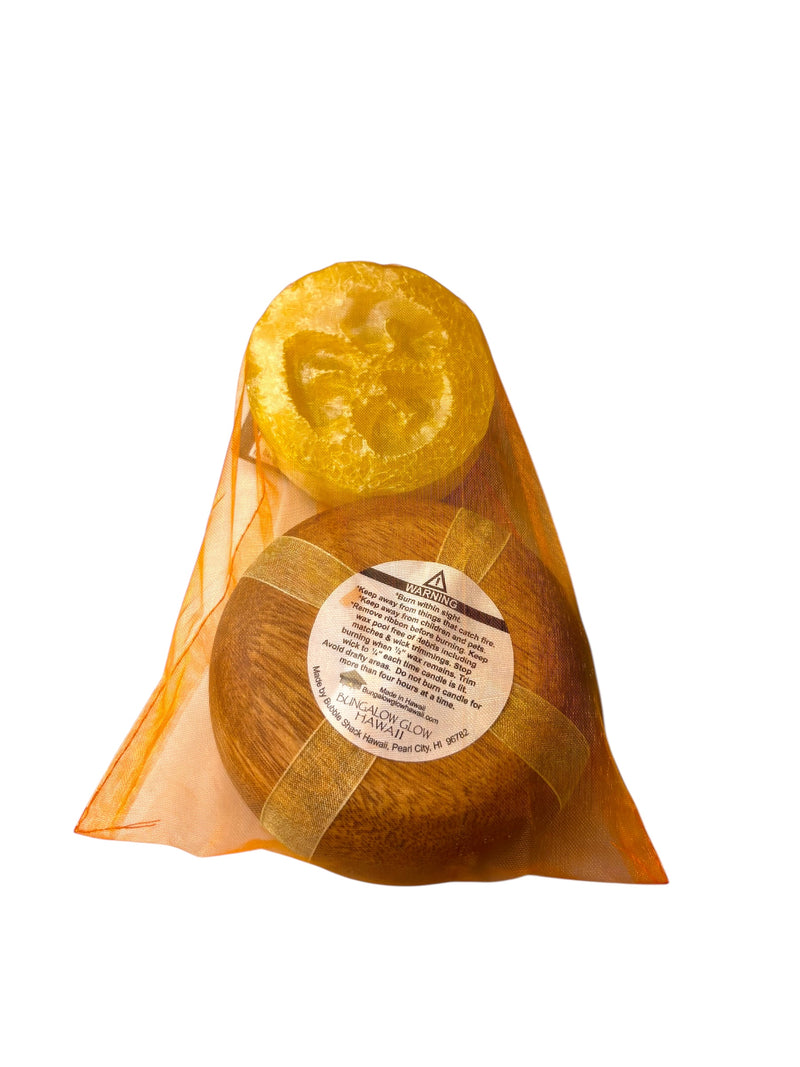 MADE IN HAWAII, Juicy Pineapple Loofah Lather/Soy Poi Candle Gift Set.