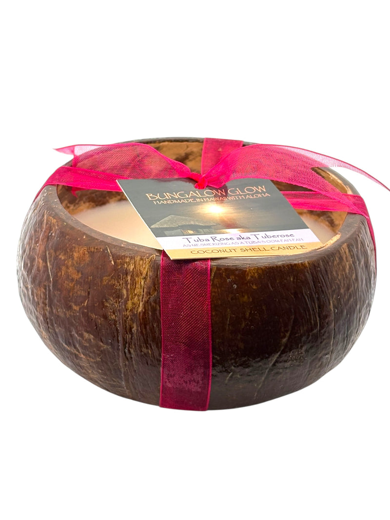 Tuba Rose aka: Tuberose Coconut Shell Soy Candle