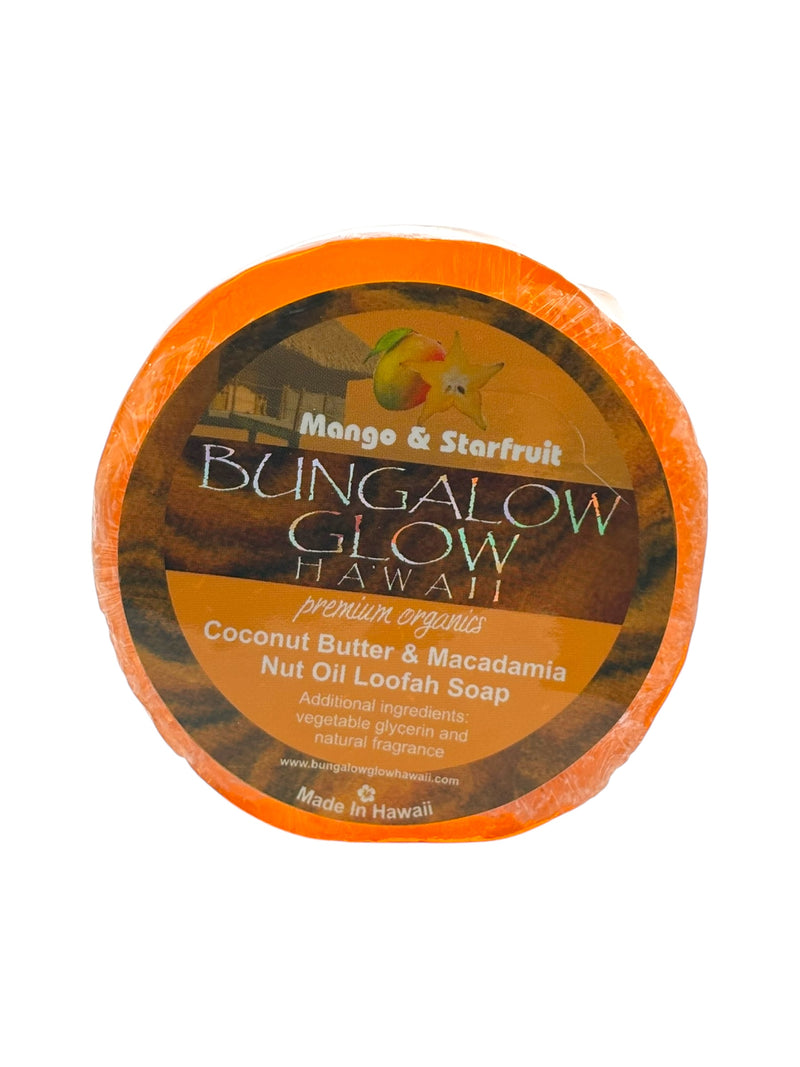 MADE IN HAWAII.Mango & Starfruit Premium Organics Coconut Butter Loofah Soap