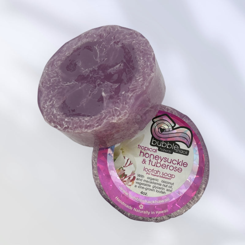 MADE IN HAWAII.Tropical Honeysuckle & Tuberose Loofah Soap