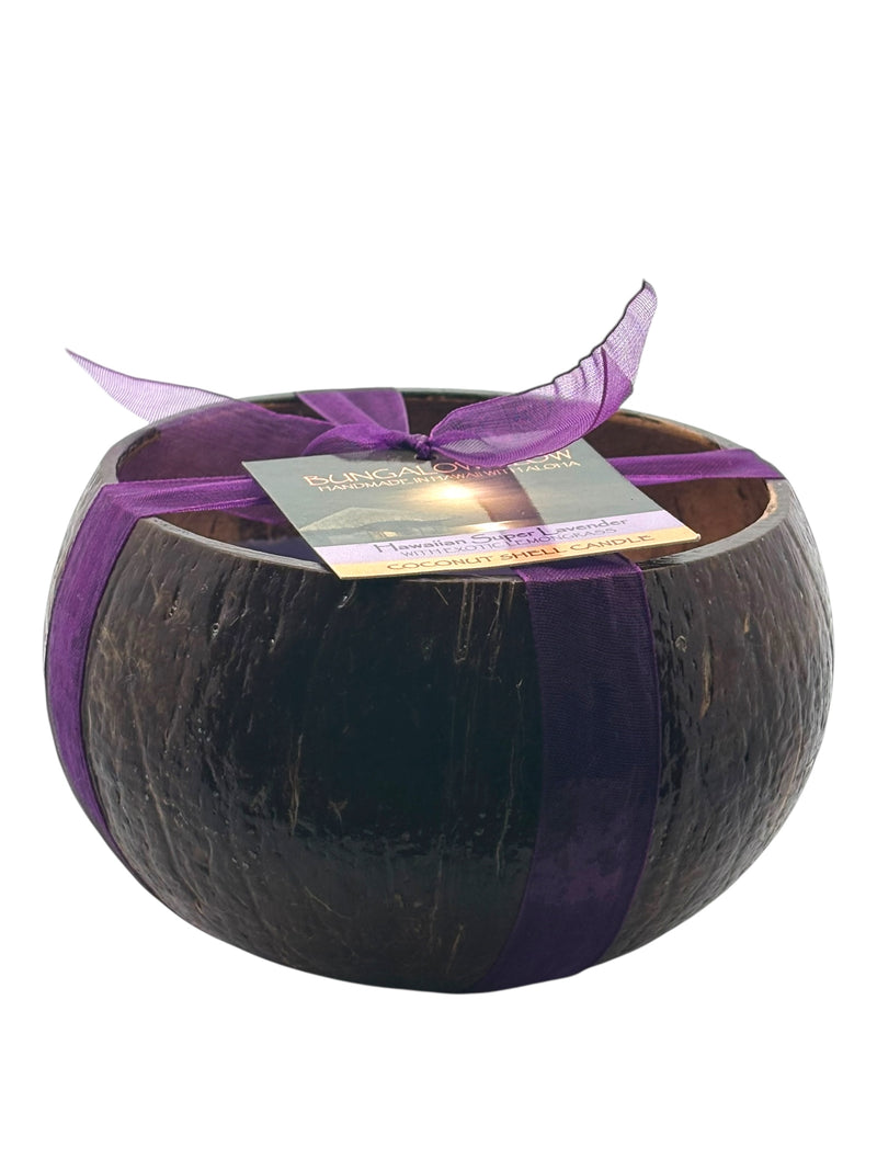 Hawaiian Super Lavender Coconut Shell Soy Candle,12oz