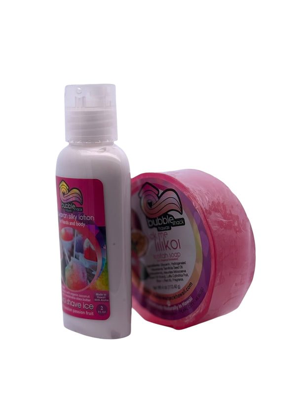 MADE IN HAWAII, Lilikoi Shave Ice Mini Lotion and Loofah Soap Gift Set.