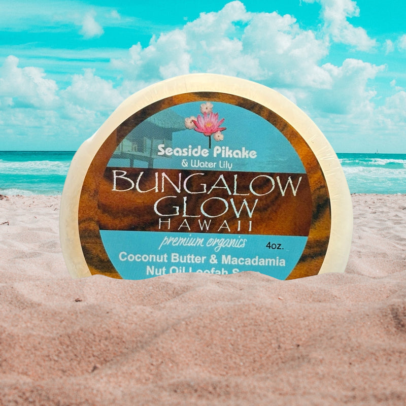 MADE IN HAWAII.Seaside Pikake + Water Lily Premium Organics Coconut Butter Loofah Soap