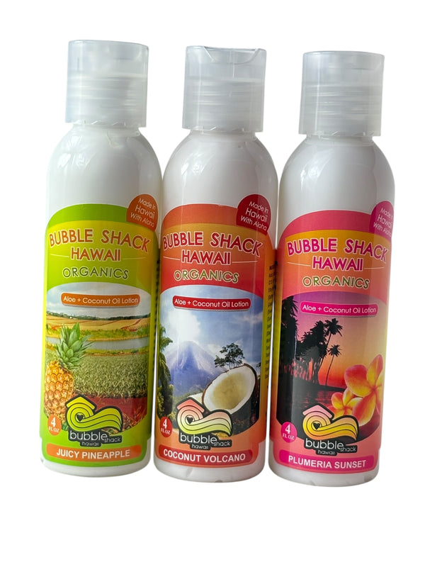 MADE IN HAWAII, 4oz Bubble Shack Classics 3 Pack with Travel Case.