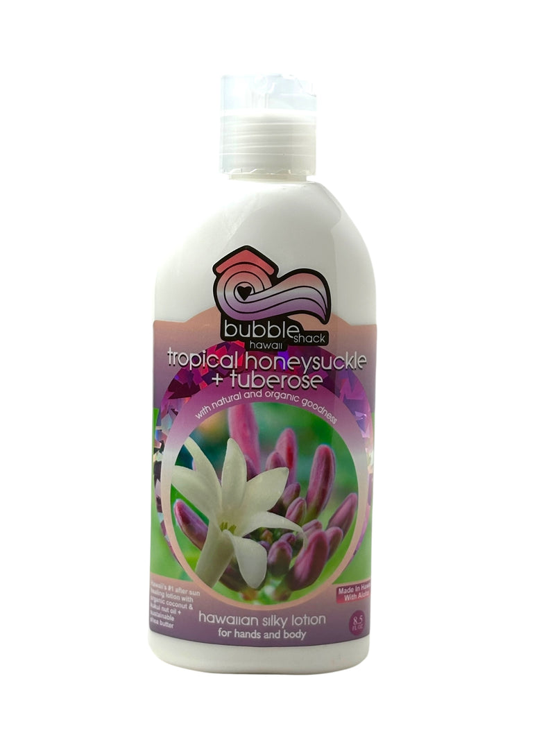 MADE IN HAWAII, Tropical Honeysuckle + Tuberose Kukui + Shea Hawaiian Silky Lotion 8.5oz.