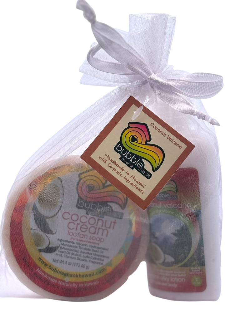 Coconut Volcano Mini Lotion and Loofah Soap Gift Set