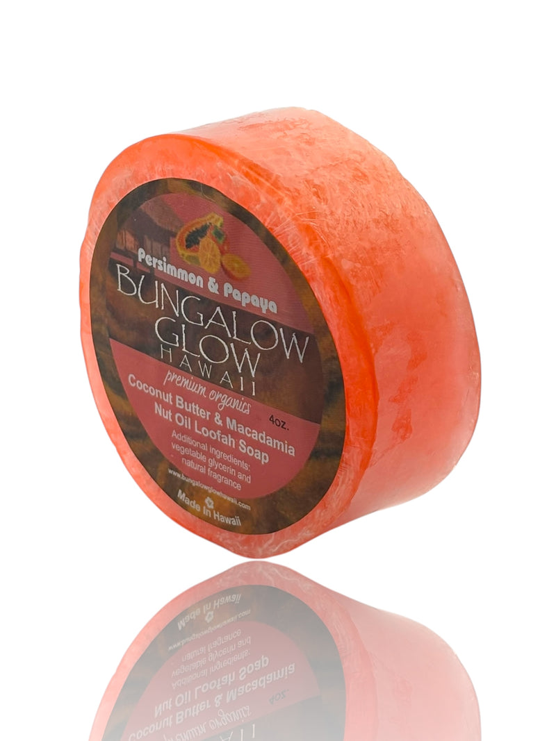 MADE IN HAWAII, Persimmon & Papaya Premium Organics Coconut Butter Loofah Soap.