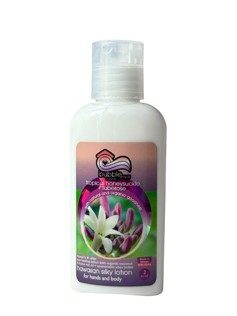 MADE IN HAWAII, Tropical Honeysuckle + Tuberose Kukui + Shea Hawaiian Silky Lotion 2oz.