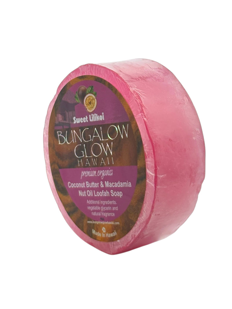 MADE IN HAWAII, Sweet Lilikoi Premium Organics Coconut Butter Loofah Soap.