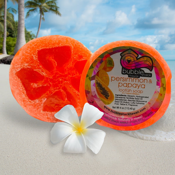 MADE IN HAWAII.Persimmon and Papaya Loofah Soap