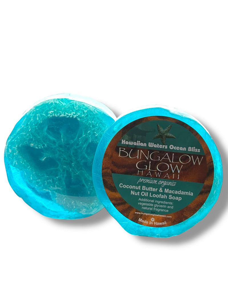 MADE IN HAWAII, Hawaiian Waters Ocean Bliss Premium Organics Coconut Butter Loofah Soap.