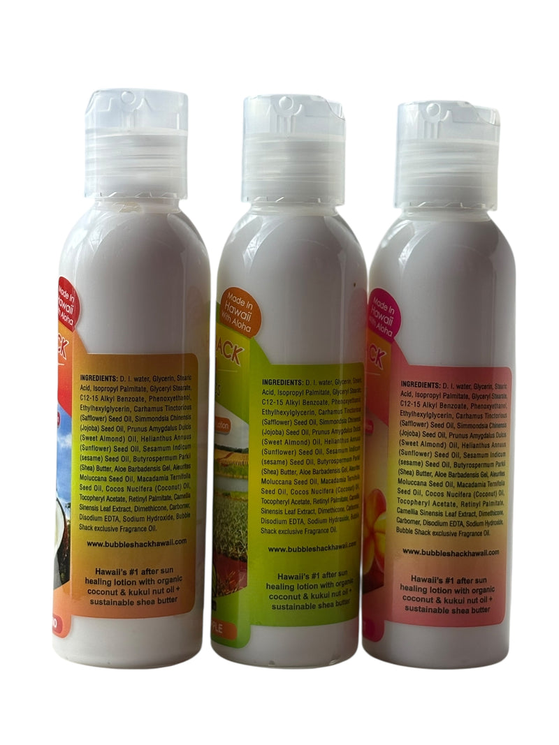 MADE IN HAWAII, 4oz Bubble Shack Classics 3 Pack with Travel Case.