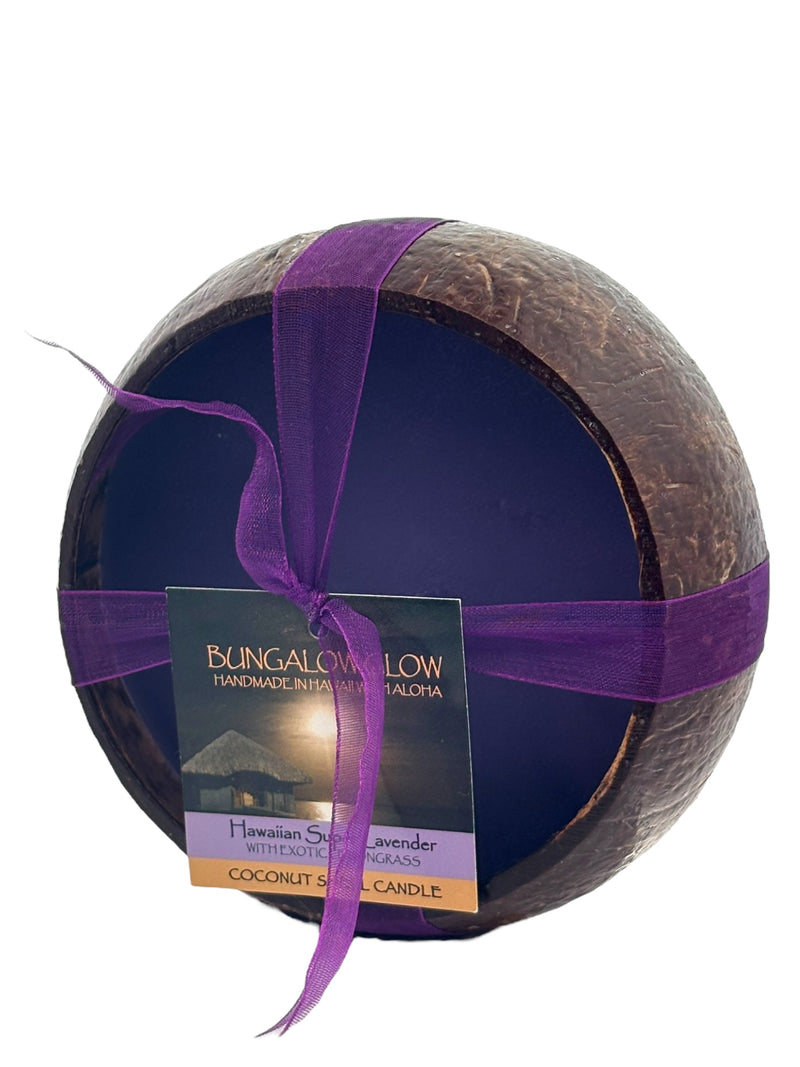 Hawaiian Super Lavender Coconut Shell Soy Candle,12oz
